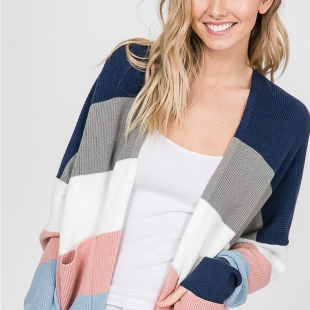 5⭐️/CANDICE/ Color Block Pocket Cardigan Sweater - Picture 6 of 7